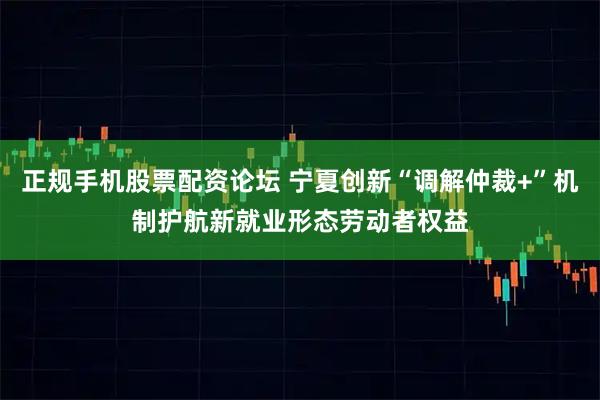 正规手机股票配资论坛 宁夏创新“调解仲裁+”机制护航新就业形态劳动者权益