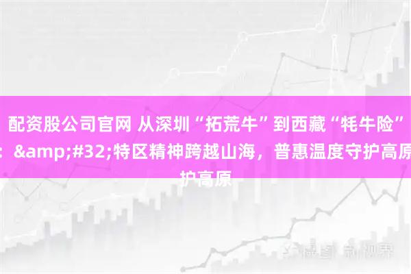 配资股公司官网 从深圳“拓荒牛”到西藏“牦牛险”：&#32;特区精神跨越山海，普惠温度守护高原