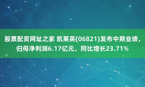 股票配资网址之家 凯莱英(06821)发布中期业绩，归母净利润6.17亿元，同比增长23.71%