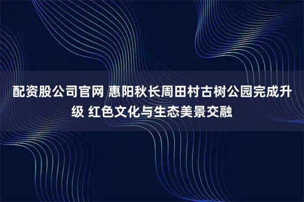 配资股公司官网 惠阳秋长周田村古树公园完成升级 红色文化与生态美景交融